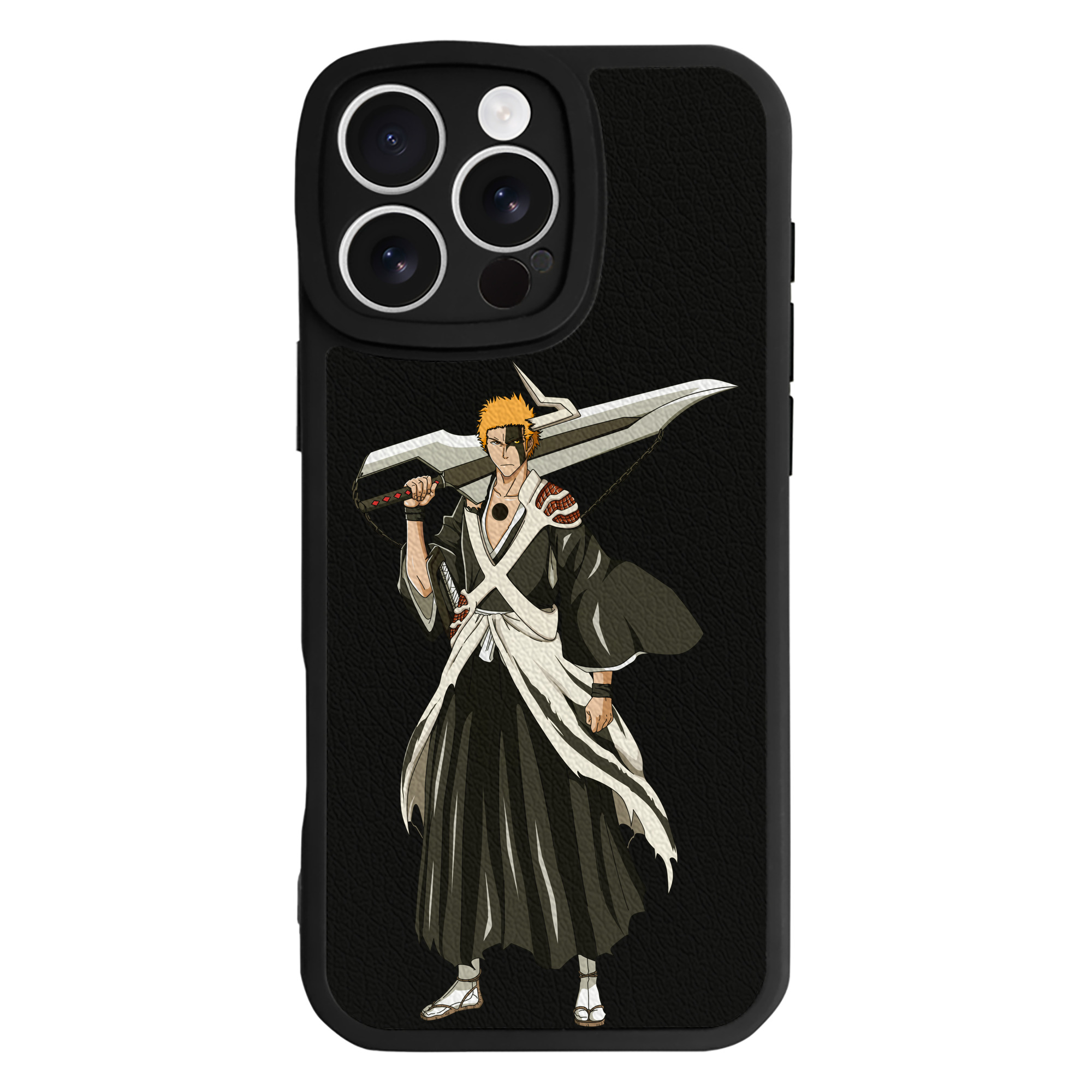 （画像用） ブリーチ 黒崎一護（くろさき いちご）BLEACH Kurosaki Ichigo 【iPhone 16シリーズ対応】シリコンスマホケース（レザー調） 材質：シリコン